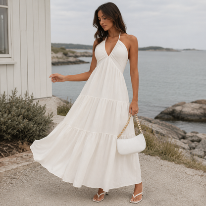 Somrig långklänning med halterneck